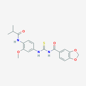 molecular formula C20H21N3O5S B365535 N-[[3-methoxy-4-(2-methylpropanoylamino)phenyl]carbamothioyl]-1,3-benzodioxole-5-carboxamide CAS No. 871220-04-1