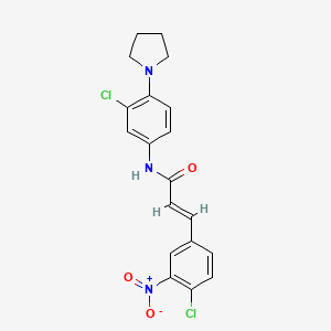 molecular formula C19H17Cl2N3O3 B3655382 (2E)-3-(4-chloro-3-nitrophenyl)-N-[3-chloro-4-(pyrrolidin-1-yl)phenyl]prop-2-enamide 