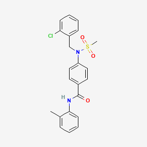 molecular formula C22H21ClN2O3S B3655398 4-[(2-chlorobenzyl)(methylsulfonyl)amino]-N-(2-methylphenyl)benzamide 