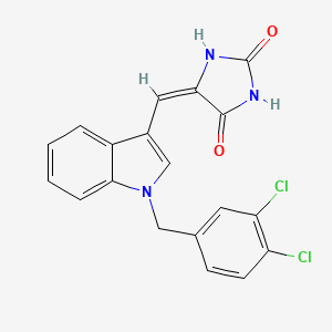 (5E)-5-({1-[(3,4-DICHLOROPHENYL)METHYL]-1H-INDOL-3-YL}METHYLIDENE)IMIDAZOLIDINE-2,4-DIONE