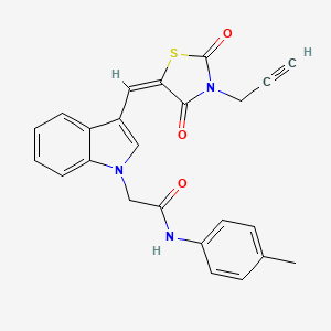 2-(3-{(E)-[2,4-dioxo-3-(prop-2-yn-1-yl)-1,3-thiazolidin-5-ylidene]methyl}-1H-indol-1-yl)-N-(4-methylphenyl)acetamide