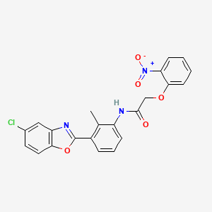 molecular formula C22H16ClN3O5 B3655626 N-[3-(5-chloro-1,3-benzoxazol-2-yl)-2-methylphenyl]-2-(2-nitrophenoxy)acetamide 