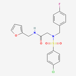 molecular formula C20H18ClFN2O4S B3655705 N~2~-[(4-chlorophenyl)sulfonyl]-N~2~-(4-fluorobenzyl)-N-(furan-2-ylmethyl)glycinamide 