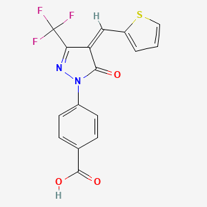 molecular formula C16H9F3N2O3S B3655708 4-[(4Z)-5-oxo-4-(thiophen-2-ylmethylidene)-3-(trifluoromethyl)pyrazol-1-yl]benzoic acid 