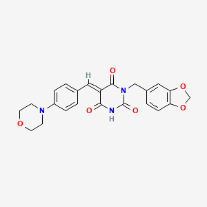 (5E)-1-(1,3-benzodioxol-5-ylmethyl)-5-[(4-morpholin-4-ylphenyl)methylidene]-1,3-diazinane-2,4,6-trione