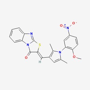 molecular formula C23H18N4O4S B3655794 (2Z)-2-{[1-(2-methoxy-5-nitrophenyl)-2,5-dimethyl-1H-pyrrol-3-yl]methylidene}[1,3]thiazolo[3,2-a]benzimidazol-3(2H)-one 