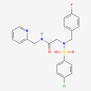 molecular formula C21H19ClFN3O3S B3655796 N~2~-[(4-chlorophenyl)sulfonyl]-N~2~-(4-fluorobenzyl)-N-(pyridin-2-ylmethyl)glycinamide 