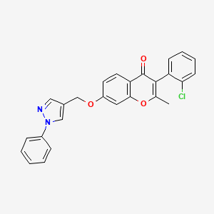 molecular formula C26H19ClN2O3 B3655801 3-(2-chlorophenyl)-2-methyl-7-[(1-phenyl-1H-pyrazol-4-yl)methoxy]-4H-chromen-4-one 