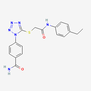 molecular formula C18H18N6O2S B3655813 4-[5-({[(4-ETHYLPHENYL)CARBAMOYL]METHYL}SULFANYL)-1H-1,2,3,4-TETRAZOL-1-YL]BENZAMIDE 