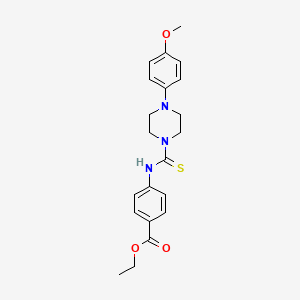 molecular formula C21H25N3O3S B3655844 Ethyl 4-({[4-(4-methoxyphenyl)piperazinyl]thioxomethyl}amino)benzoate 