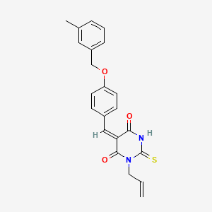 molecular formula C22H20N2O3S B3655906 (5E)-5-{4-[(3-methylbenzyl)oxy]benzylidene}-1-(prop-2-en-1-yl)-2-thioxodihydropyrimidine-4,6(1H,5H)-dione 