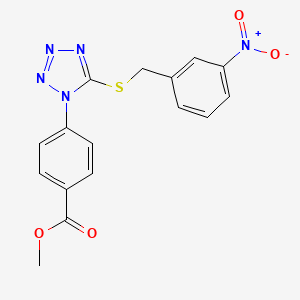 molecular formula C16H13N5O4S B3655943 methyl 4-{5-[(3-nitrobenzyl)thio]-1H-tetrazol-1-yl}benzoate 