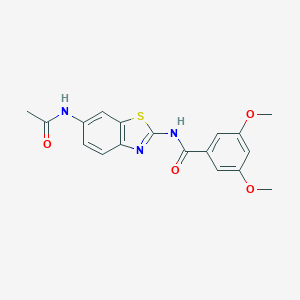 molecular formula C18H17N3O4S B365596 N-[6-(acetylamino)-1,3-benzothiazol-2-yl]-3,5-dimethoxybenzamide CAS No. 325978-28-7