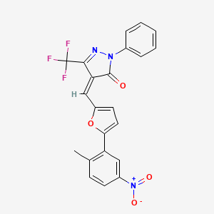 (4Z)-4-[[5-(2-methyl-5-nitrophenyl)furan-2-yl]methylidene]-2-phenyl-5-(trifluoromethyl)pyrazol-3-one