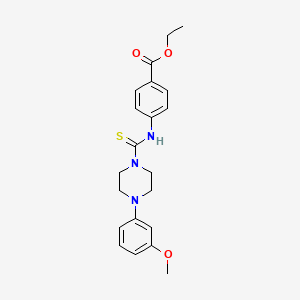 molecular formula C21H25N3O3S B3655999 Ethyl 4-({[4-(3-methoxyphenyl)piperazinyl]thioxomethyl}amino)benzoate 