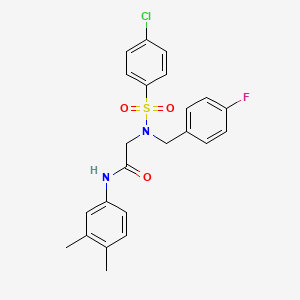 molecular formula C23H22ClFN2O3S B3656006 N~2~-[(4-chlorophenyl)sulfonyl]-N-(3,4-dimethylphenyl)-N~2~-(4-fluorobenzyl)glycinamide 