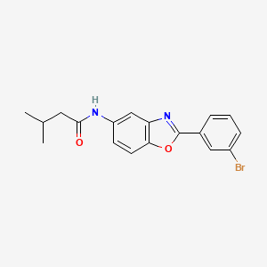 molecular formula C18H17BrN2O2 B3656014 N-[2-(3-bromophenyl)-1,3-benzoxazol-5-yl]-3-methylbutanamide 