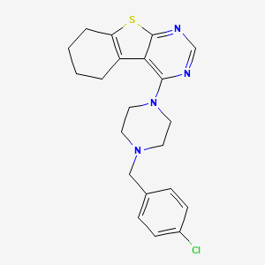 molecular formula C21H23ClN4S B3656060 4-[4-(4-Chlorobenzyl)piperazin-1-yl]-5,6,7,8-tetrahydro[1]benzothieno[2,3-d]pyrimidine 