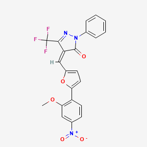 (4Z)-4-[[5-(2-methoxy-4-nitrophenyl)furan-2-yl]methylidene]-2-phenyl-5-(trifluoromethyl)pyrazol-3-one