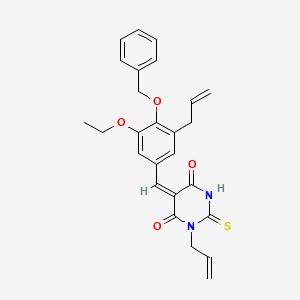 molecular formula C26H26N2O4S B3656087 (5E)-5-[4-(benzyloxy)-3-ethoxy-5-(prop-2-en-1-yl)benzylidene]-1-(prop-2-en-1-yl)-2-thioxodihydropyrimidine-4,6(1H,5H)-dione 