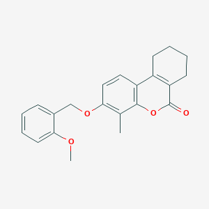 molecular formula C22H22O4 B3656121 3-[(2-methoxybenzyl)oxy]-4-methyl-7,8,9,10-tetrahydro-6H-benzo[c]chromen-6-one 