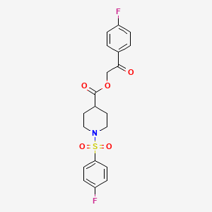 molecular formula C20H19F2NO5S B3656177 2-(4-Fluorophenyl)-2-oxoethyl 1-[(4-fluorophenyl)sulfonyl]piperidine-4-carboxylate 