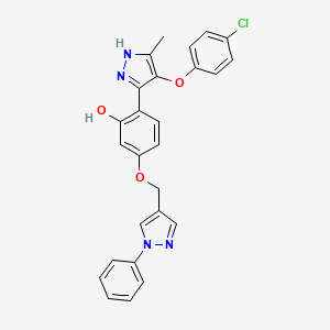 molecular formula C26H21ClN4O3 B3656184 2-[4-(4-chlorophenoxy)-5-methyl-1H-pyrazol-3-yl]-5-[(1-phenyl-1H-pyrazol-4-yl)methoxy]phenol 