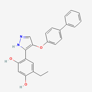 molecular formula C23H20N2O3 B3656211 4-[4-(4-biphenylyloxy)-1H-pyrazol-3-yl]-6-ethyl-1,3-benzenediol 