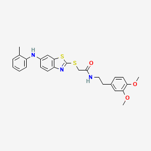 molecular formula C26H27N3O3S2 B3656218 N-[2-(3,4-dimethoxyphenyl)ethyl]-2-[[6-(2-methylanilino)-1,3-benzothiazol-2-yl]sulfanyl]acetamide 