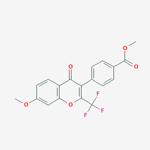 molecular formula C19H13F3O5 B3656312 methyl 4-[7-methoxy-4-oxo-2-(trifluoromethyl)-4H-chromen-3-yl]benzoate 