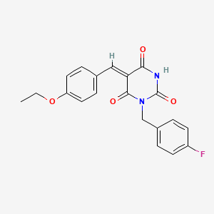 molecular formula C20H17FN2O4 B3656316 (5Z)-5-[(4-ethoxyphenyl)methylidene]-1-[(4-fluorophenyl)methyl]-1,3-diazinane-2,4,6-trione 