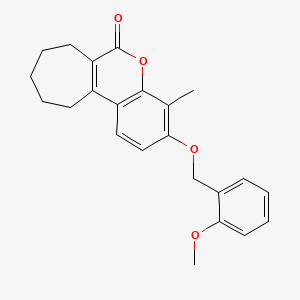 molecular formula C23H24O4 B3656401 3-[(2-methoxybenzyl)oxy]-4-methyl-8,9,10,11-tetrahydrocyclohepta[c]chromen-6(7H)-one 