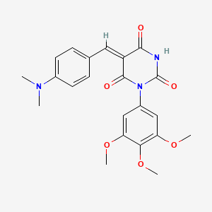 molecular formula C22H23N3O6 B3656414 (5Z)-5-[[4-(dimethylamino)phenyl]methylidene]-1-(3,4,5-trimethoxyphenyl)-1,3-diazinane-2,4,6-trione 