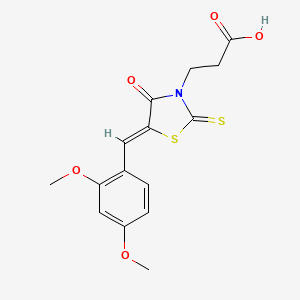 molecular formula C15H15NO5S2 B3656436 3-[5-(2,4-dimethoxybenzylidene)-4-oxo-2-thioxo-1,3-thiazolidin-3-yl]propanoic acid 