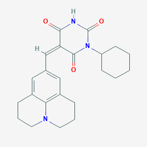 (5Z)-5-(1-azatricyclo[7.3.1.05,13]trideca-5,7,9(13)-trien-7-ylmethylidene)-1-cyclohexyl-1,3-diazinane-2,4,6-trione