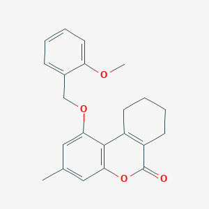 molecular formula C22H22O4 B3656490 1-[(2-methoxybenzyl)oxy]-3-methyl-7,8,9,10-tetrahydro-6H-benzo[c]chromen-6-one 