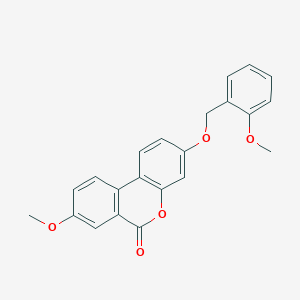 molecular formula C22H18O5 B3656518 8-methoxy-3-[(2-methoxybenzyl)oxy]-6H-benzo[c]chromen-6-one 