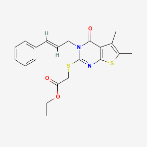 ethyl ({5,6-dimethyl-4-oxo-3-[(2E)-3-phenylprop-2-en-1-yl]-3,4-dihydrothieno[2,3-d]pyrimidin-2-yl}sulfanyl)acetate