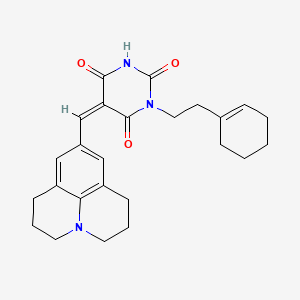 molecular formula C25H29N3O3 B3656544 1-[2-(1-cyclohexen-1-yl)ethyl]-5-(2,3,6,7-tetrahydro-1H,5H-pyrido[3,2,1-ij]quinolin-9-ylmethylene)-2,4,6(1H,3H,5H)-pyrimidinetrione 