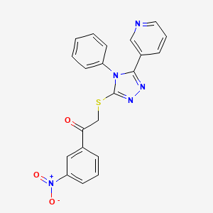 molecular formula C21H15N5O3S B3656591 1-(3-nitrophenyl)-2-{[4-phenyl-5-(3-pyridinyl)-4H-1,2,4-triazol-3-yl]thio}ethanone 