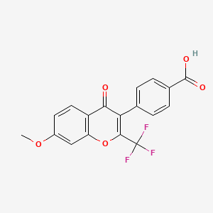 4-[7-Methoxy-4-oxo-2-(trifluoromethyl)chromen-3-yl]benzoic acid