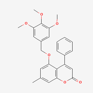 molecular formula C26H24O6 B3656598 7-methyl-4-phenyl-5-[(3,4,5-trimethoxybenzyl)oxy]-2H-chromen-2-one 