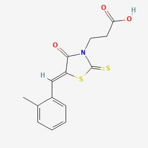 3-[(5Z)-5-[(2-methylphenyl)methylidene]-4-oxo-2-sulfanylidene-1,3-thiazolidin-3-yl]propanoic acid