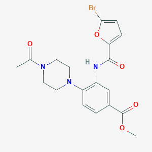 molecular formula C19H20BrN3O5 B365662 Methyl 4-(4-acetylpiperazin-1-yl)-3-[(5-bromofuran-2-carbonyl)amino]benzoate CAS No. 765934-63-2