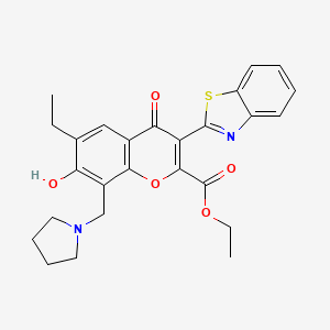 ethyl 3-(1,3-benzothiazol-2-yl)-6-ethyl-7-hydroxy-4-oxo-8-(1-pyrrolidinylmethyl)-4H-chromene-2-carboxylate