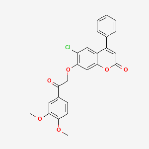 molecular formula C25H19ClO6 B3656634 6-chloro-7-[2-(3,4-dimethoxyphenyl)-2-oxoethoxy]-4-phenyl-2H-chromen-2-one 