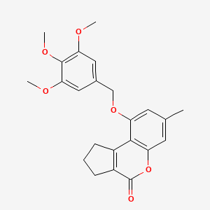 molecular formula C23H24O6 B3656651 7-methyl-9-[(3,4,5-trimethoxybenzyl)oxy]-2,3-dihydrocyclopenta[c]chromen-4(1H)-one 