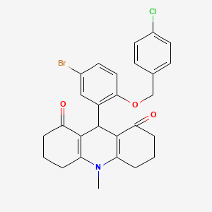 9-[5-bromo-2-[(4-chlorophenyl)methoxy]phenyl]-10-methyl-3,4,5,6,7,9-hexahydro-2H-acridine-1,8-dione