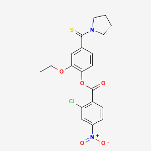 2-Ethoxy-4-(pyrrolidin-1-ylcarbonothioyl)phenyl 2-chloro-4-nitrobenzoate