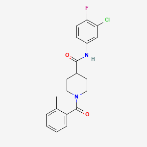 N-(3-chloro-4-fluorophenyl)-1-(2-methylbenzoyl)piperidine-4-carboxamide